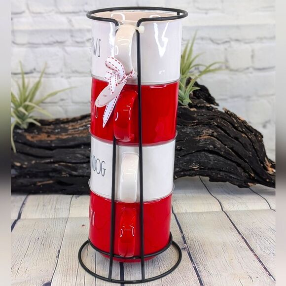 Rae Dunn FELIZ NAVIDOG, HOWLIDAY, JINGLE PAWS, SANTA PAWS Christmas Mug Stacker - Picture 4 of 7